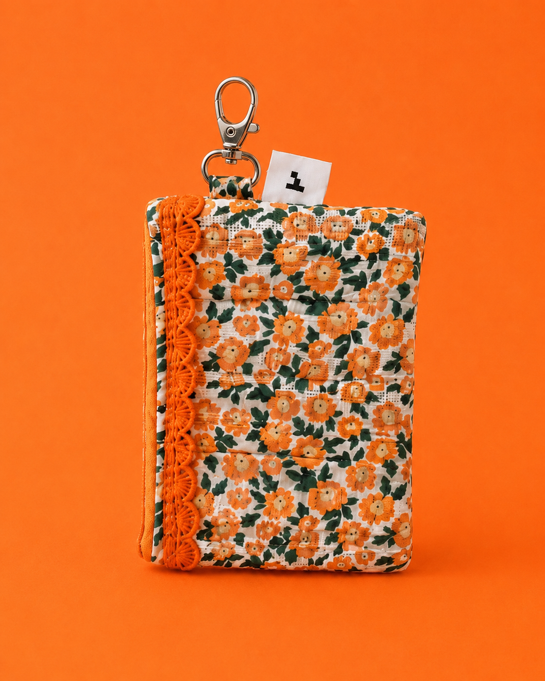 ORANGE FLORAL KEY CHARM