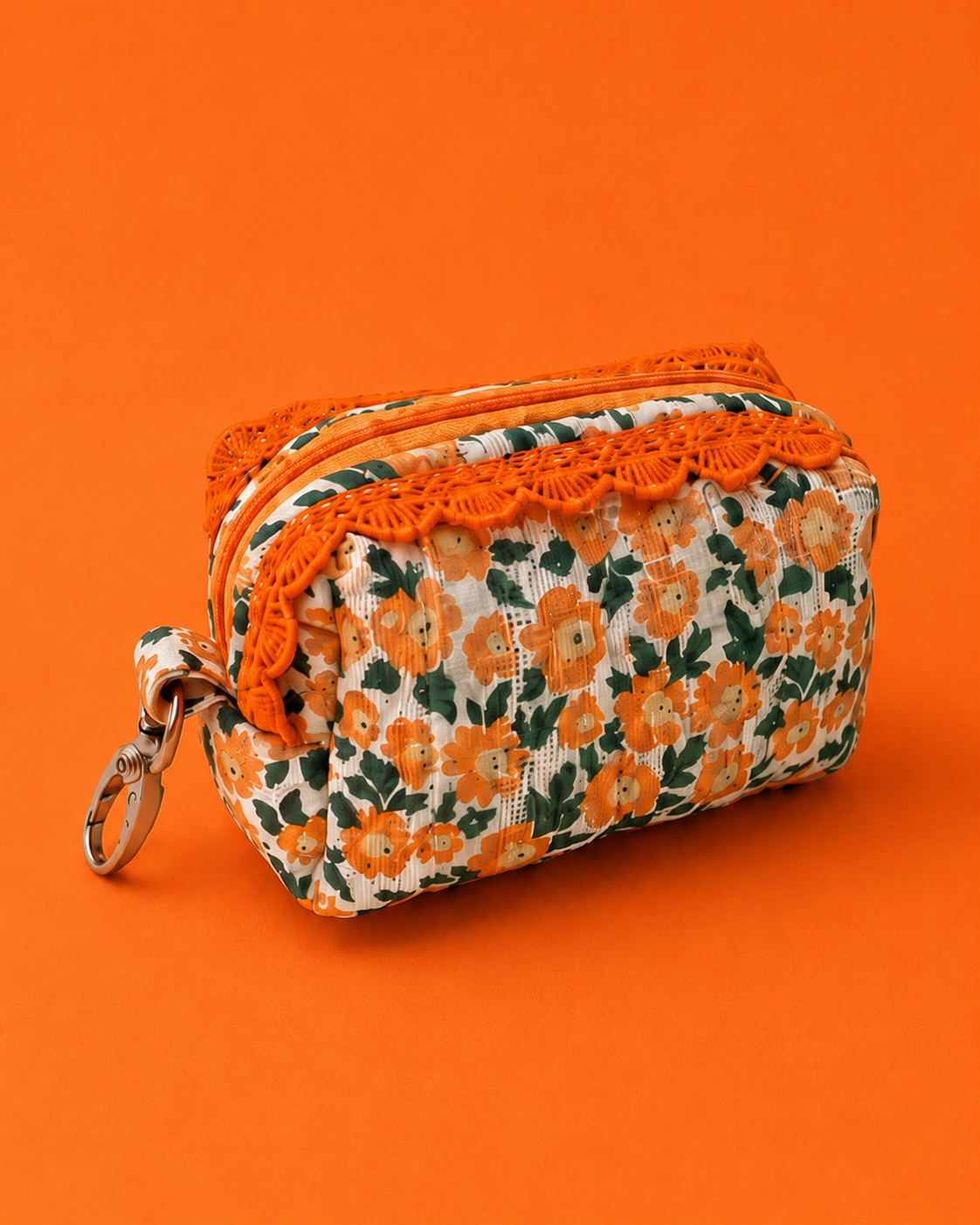 ORANGE FLORAL KEY CHARM