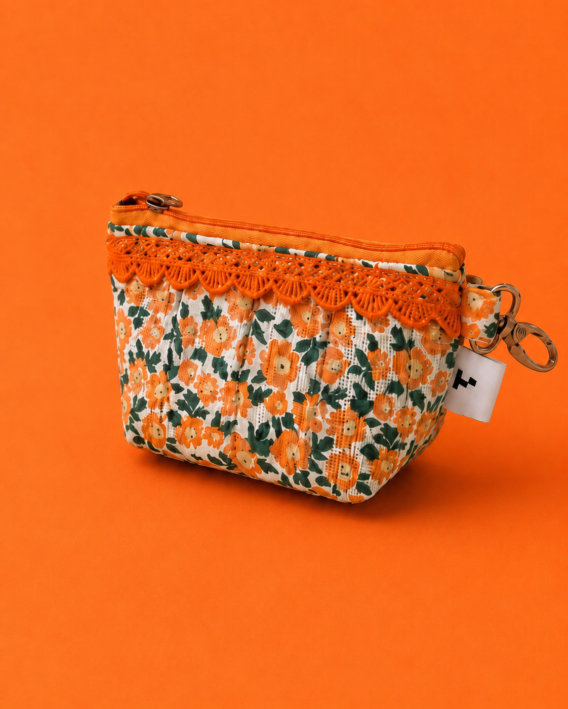 ORANGE FLORAL KEY CHARM