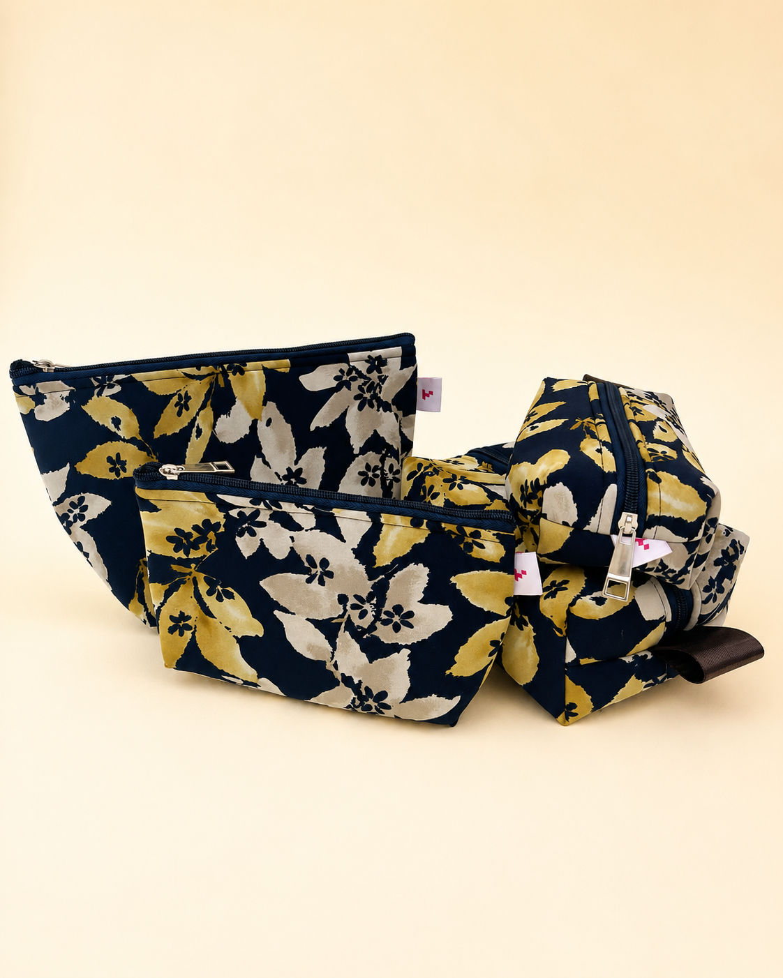 NAVY YELLOW FLORAL POUCHES