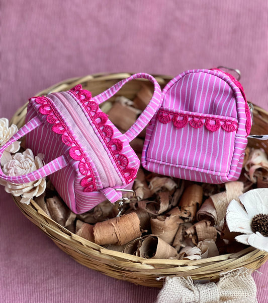 PINK STRIPE KEY CHARM