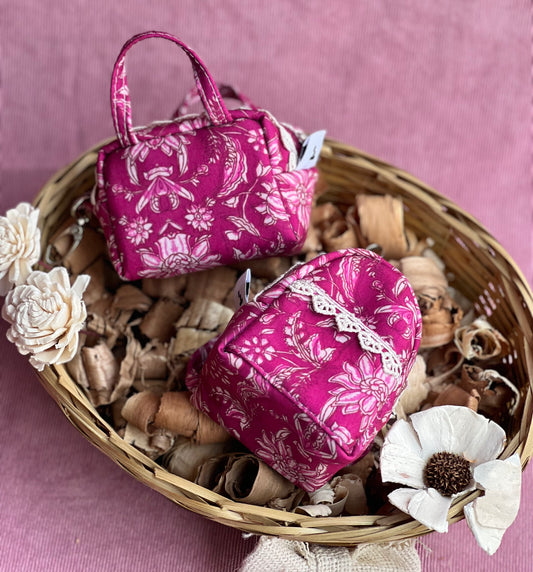PINK FLORAL KEY CHARM