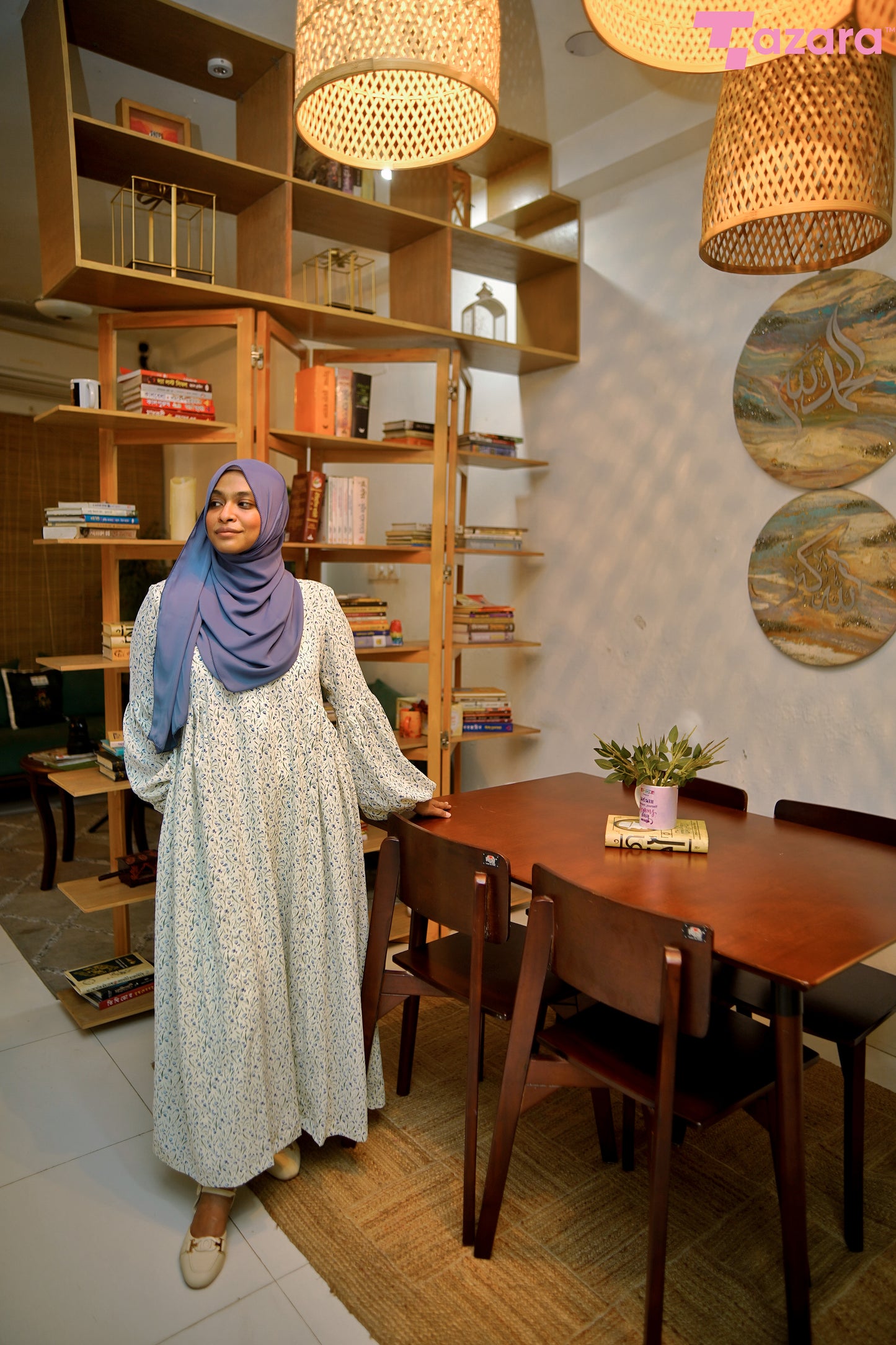 White Blue Long Gown