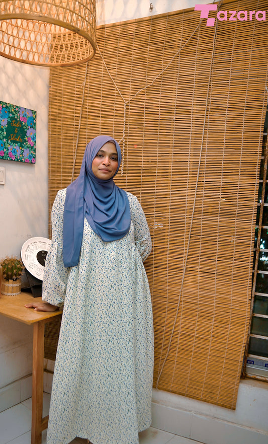 White Blue Long Gown