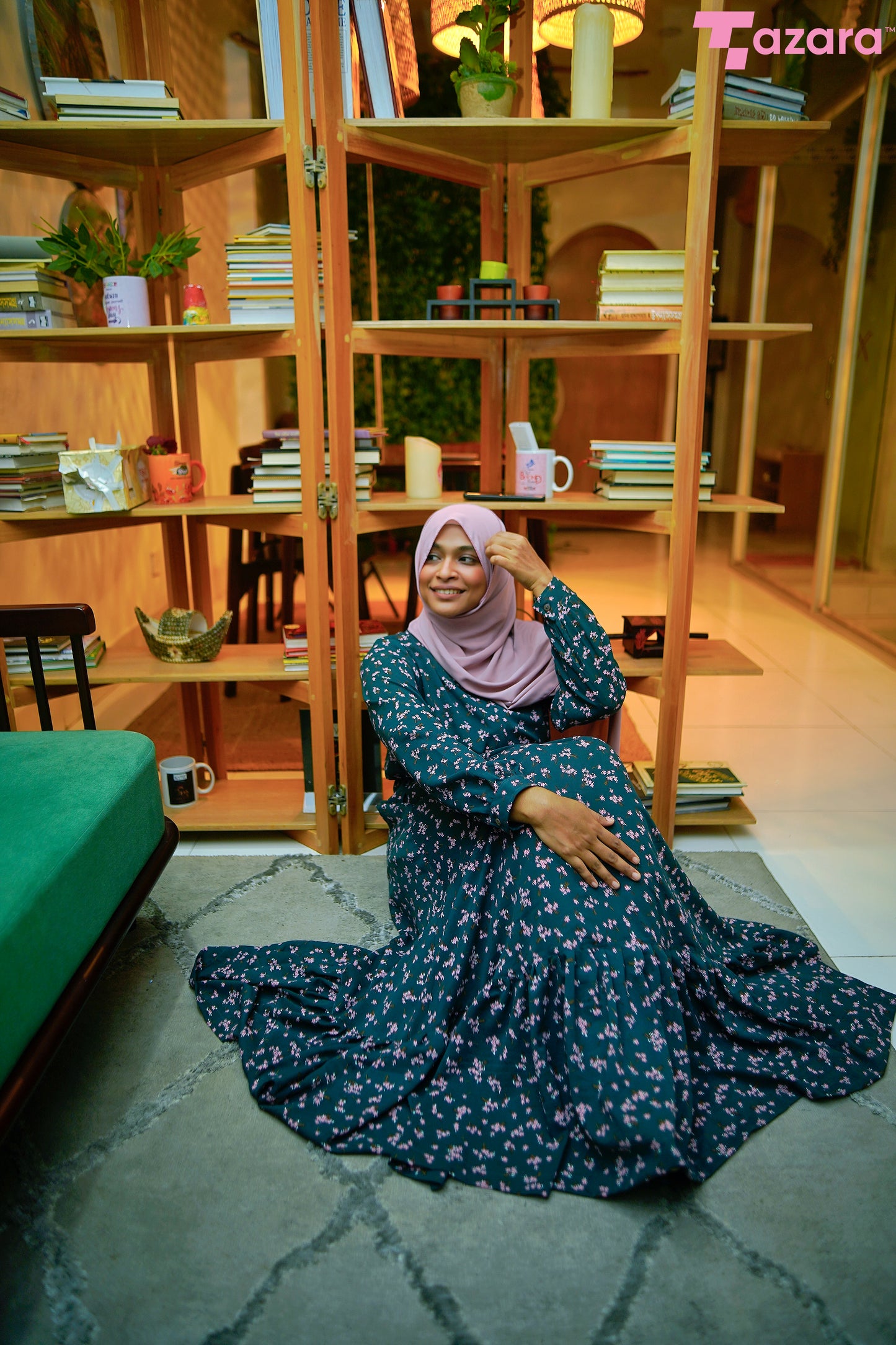 Green Pink Long Gown