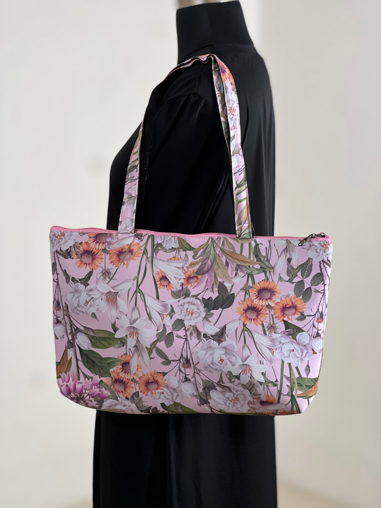 PINK FLORAL TOTE BAG