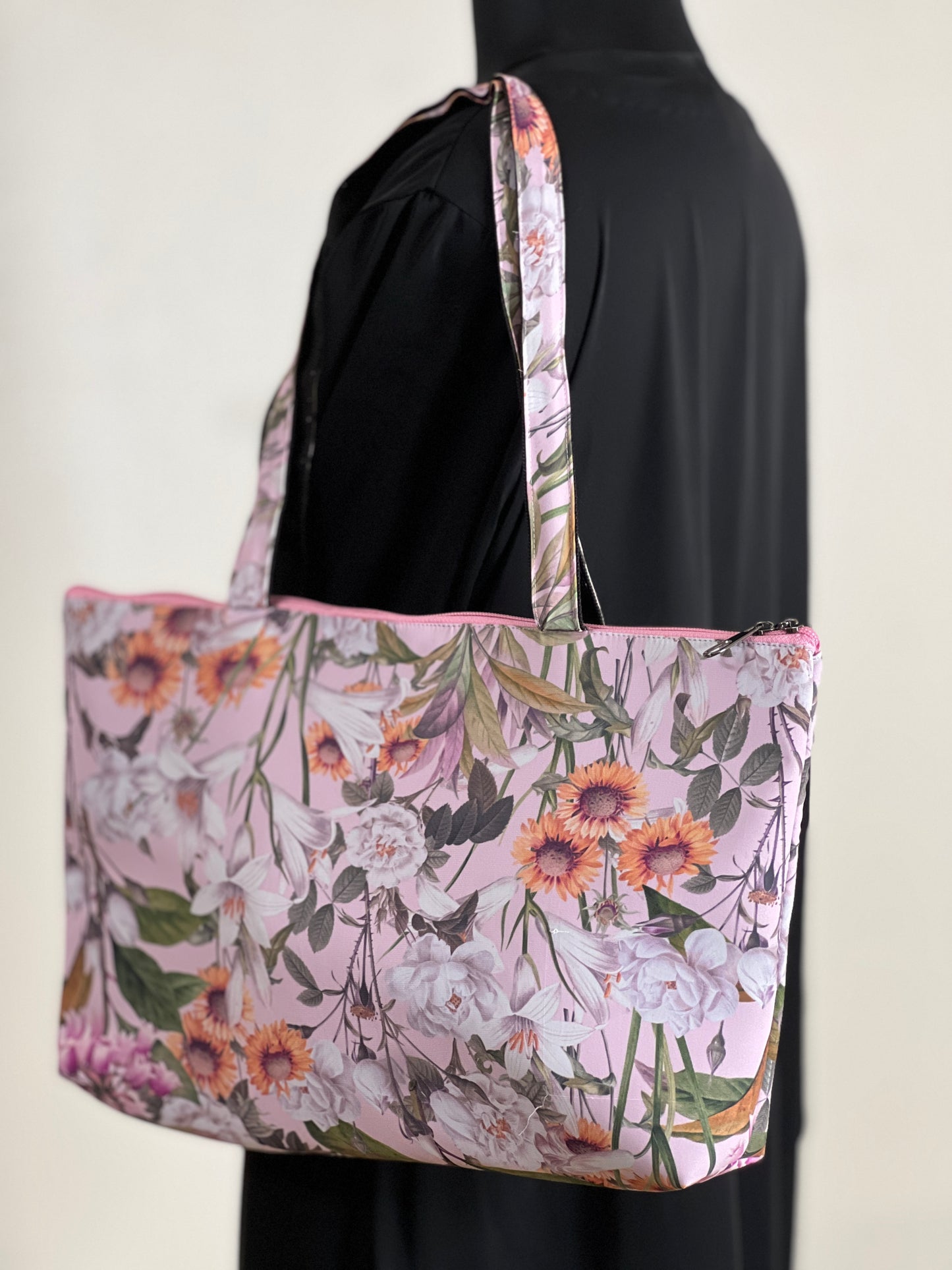 PINK FLORAL TOTE BAG
