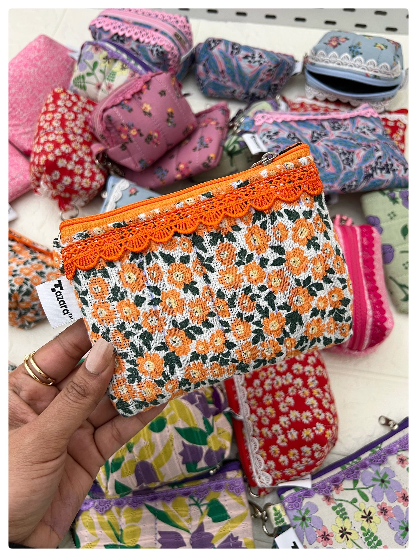 ORANGE FLORAL KEY CHARM
