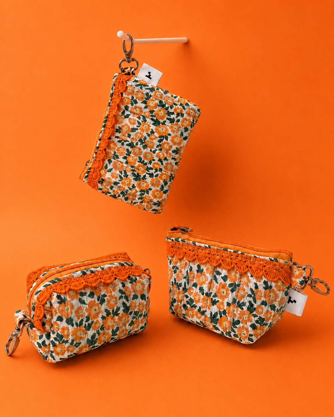 ORANGE FLORAL KEY CHARM