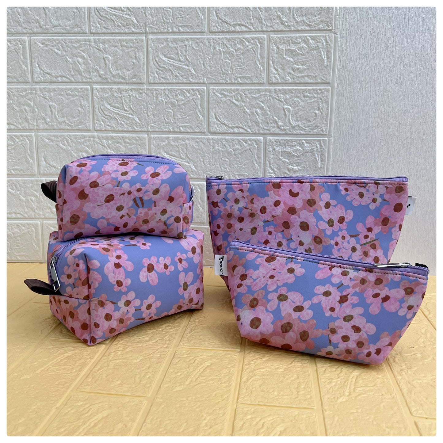 PURPLE PINK FLORAL POUCHES