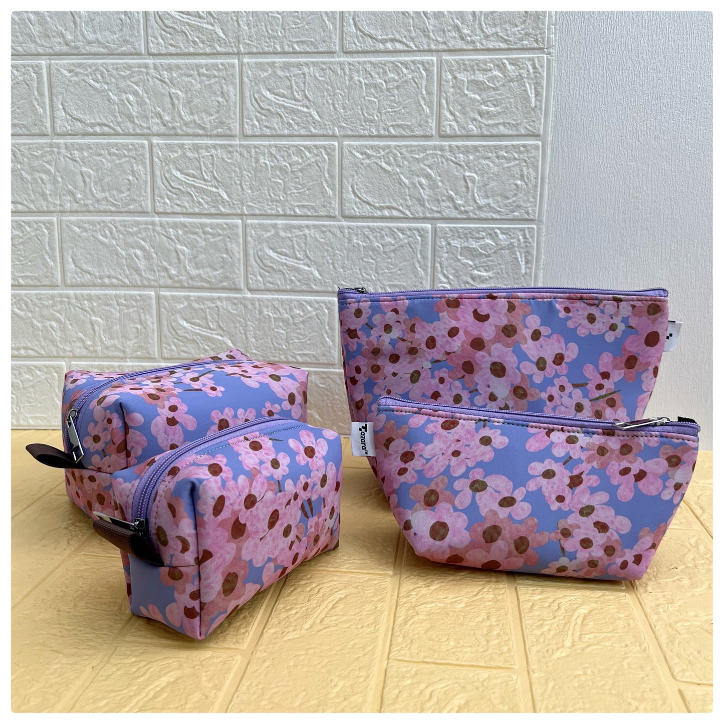 PURPLE PINK FLORAL POUCHES