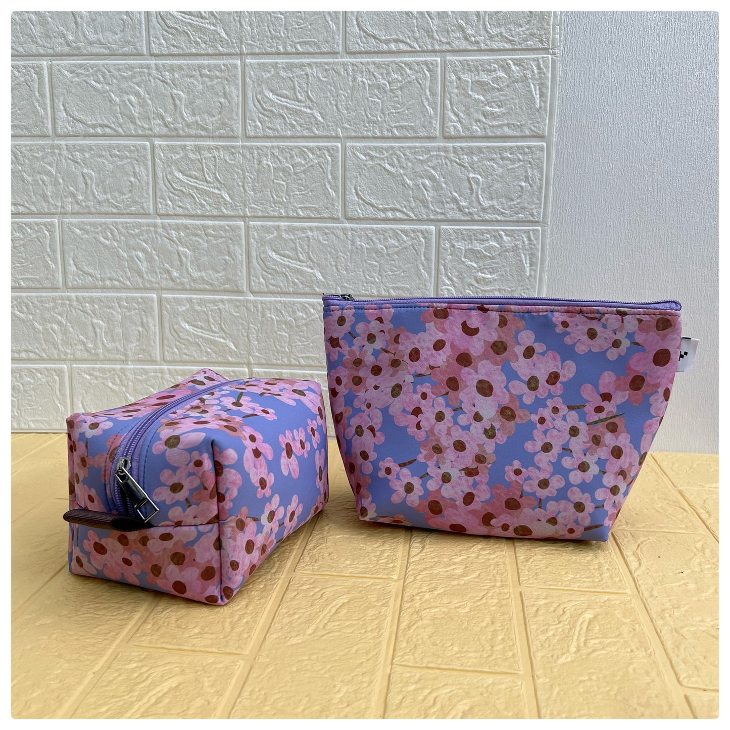 PURPLE PINK FLORAL POUCHES