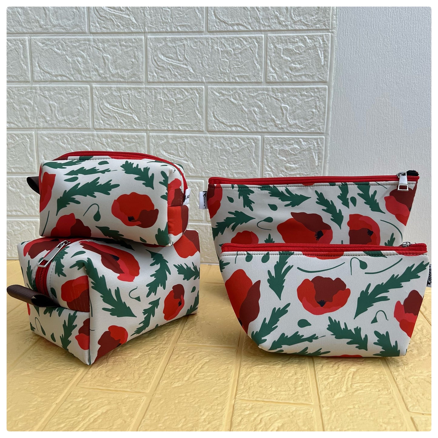 RED FLORAL POUCHES