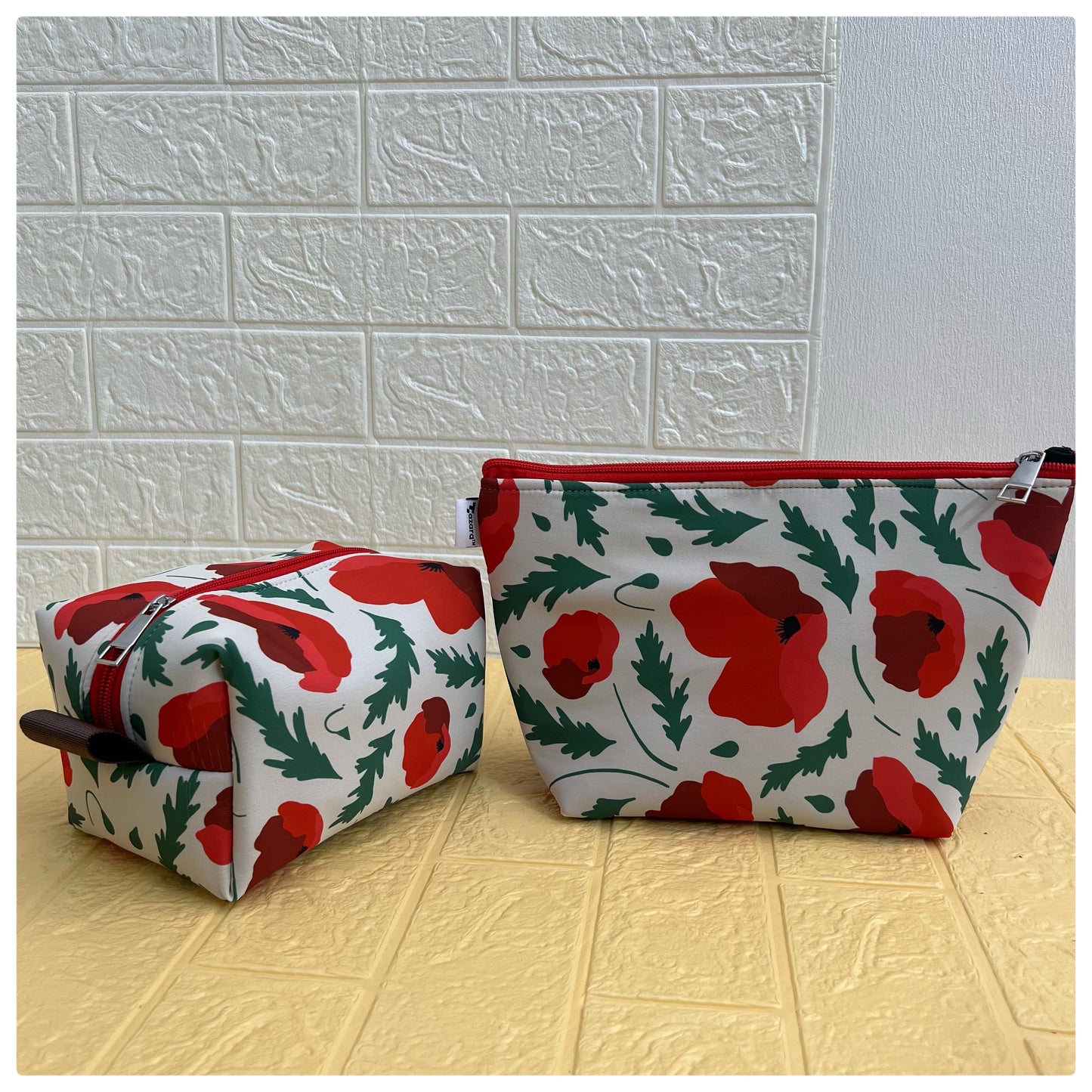 RED FLORAL POUCHES