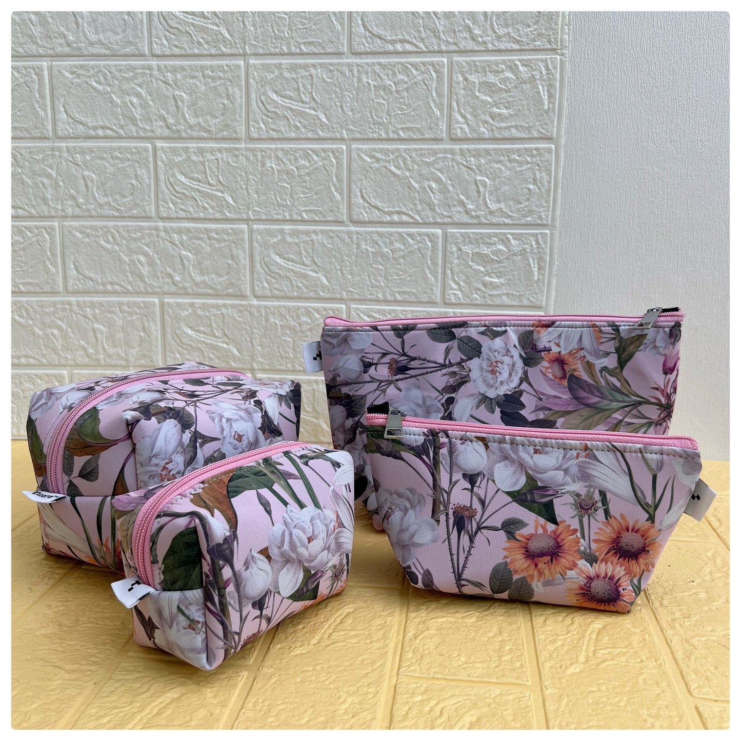 PINK FLORAL POUCHES