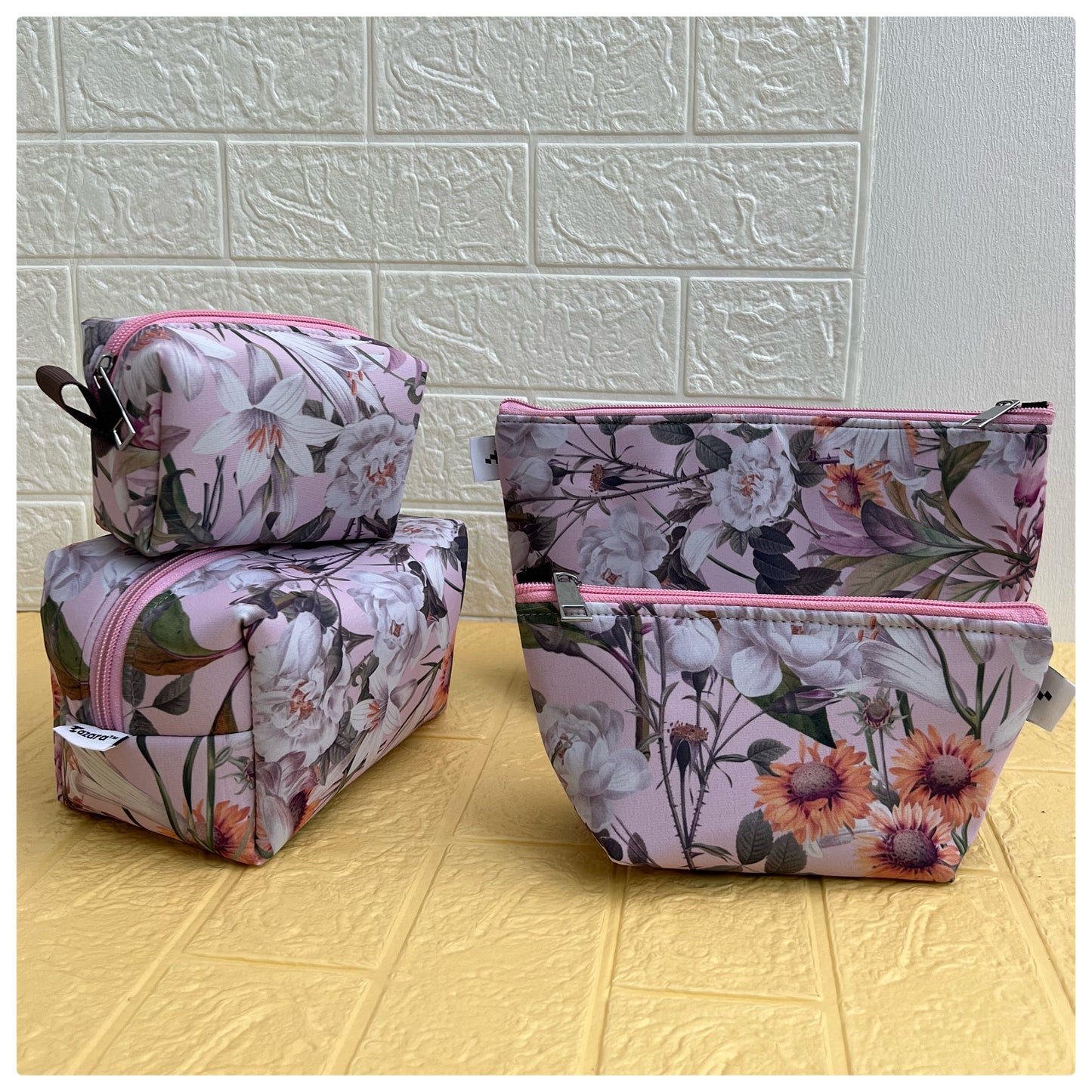 PINK FLORAL POUCHES