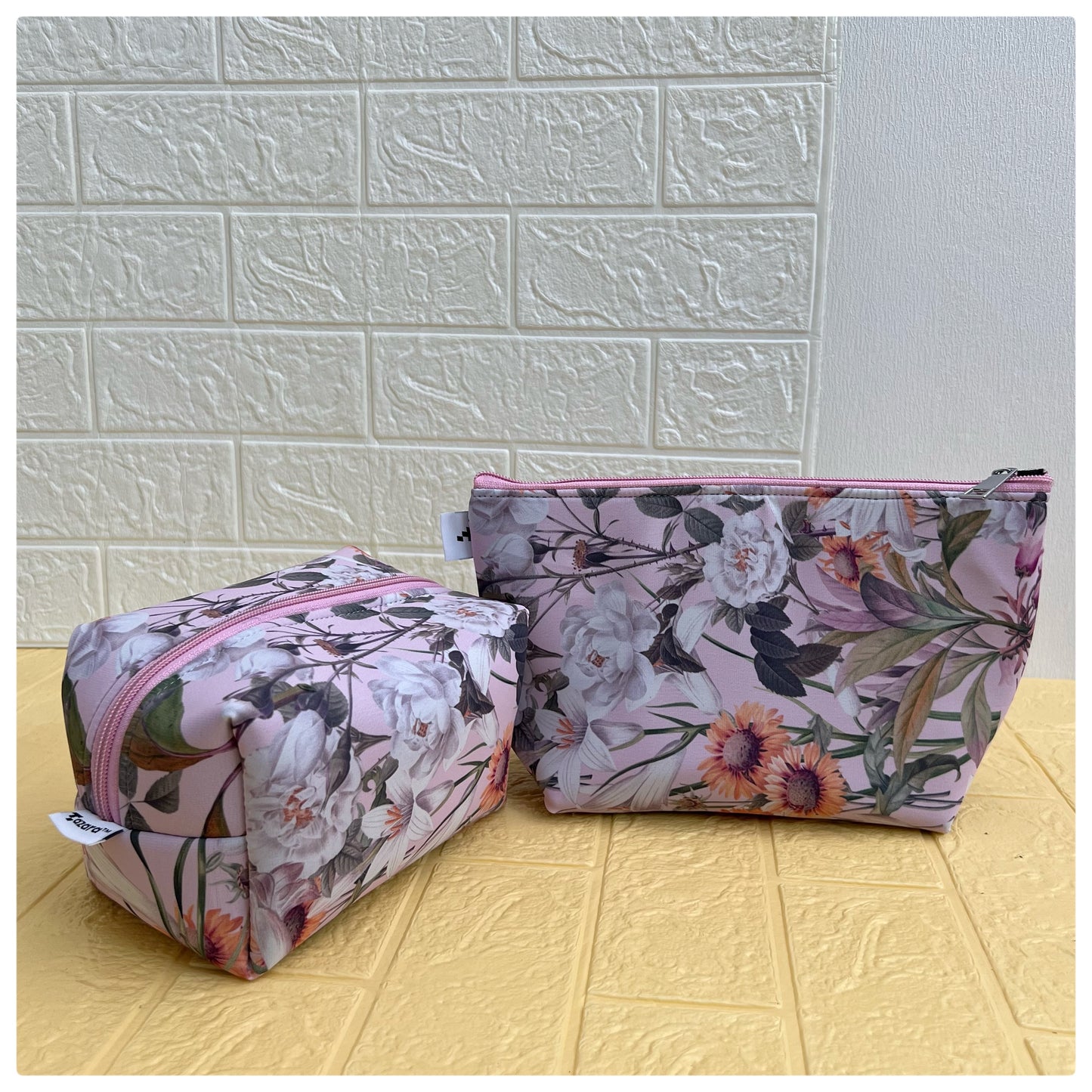 PINK FLORAL POUCHES