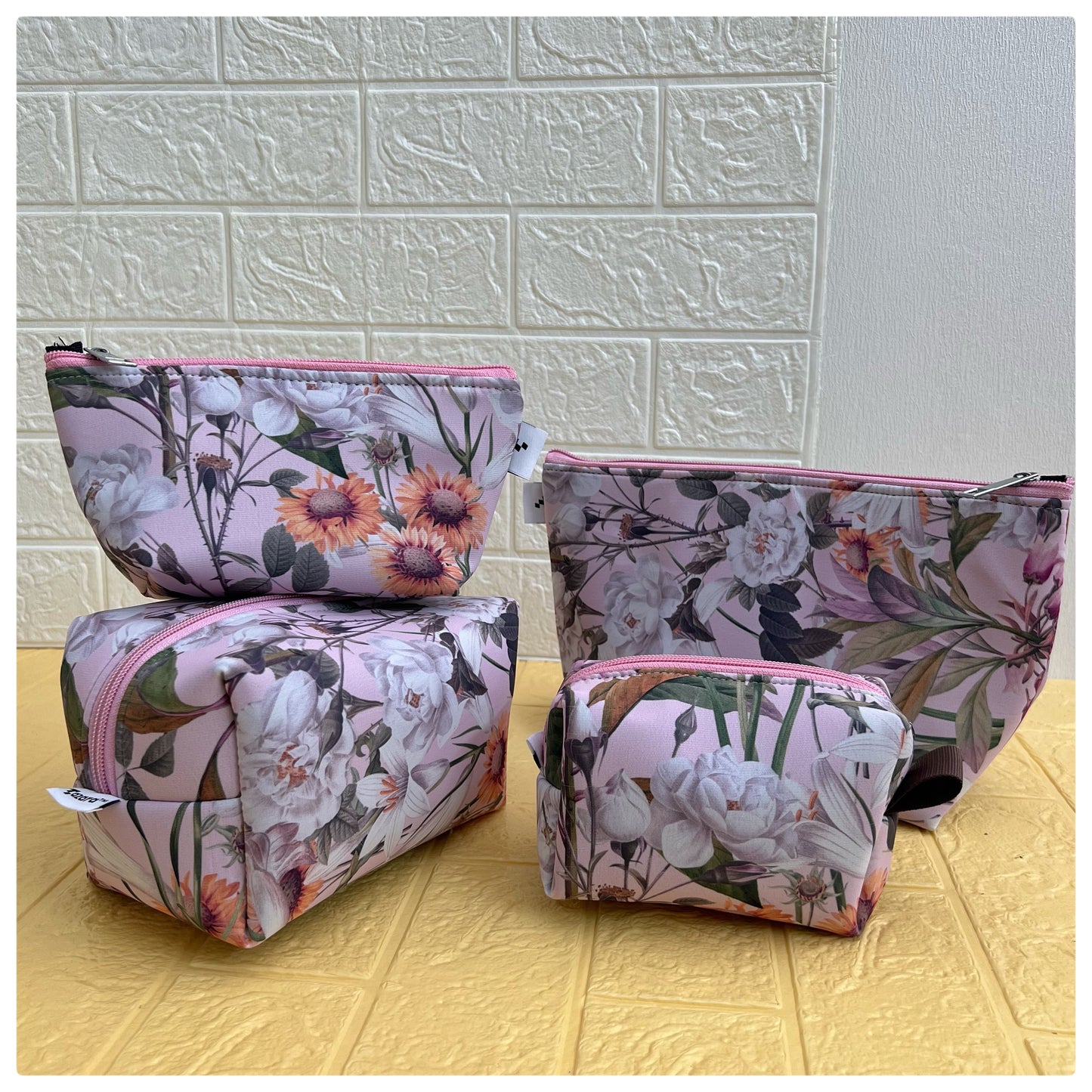 PINK FLORAL POUCHES