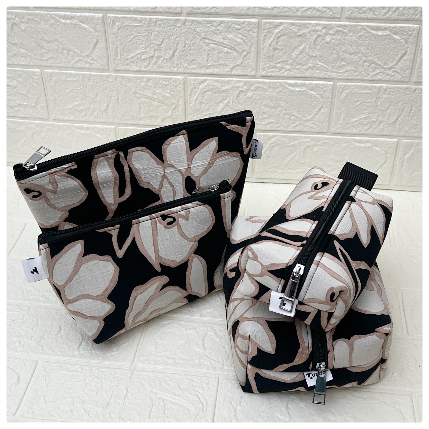 WHITE BROWN LEAF POUCHES