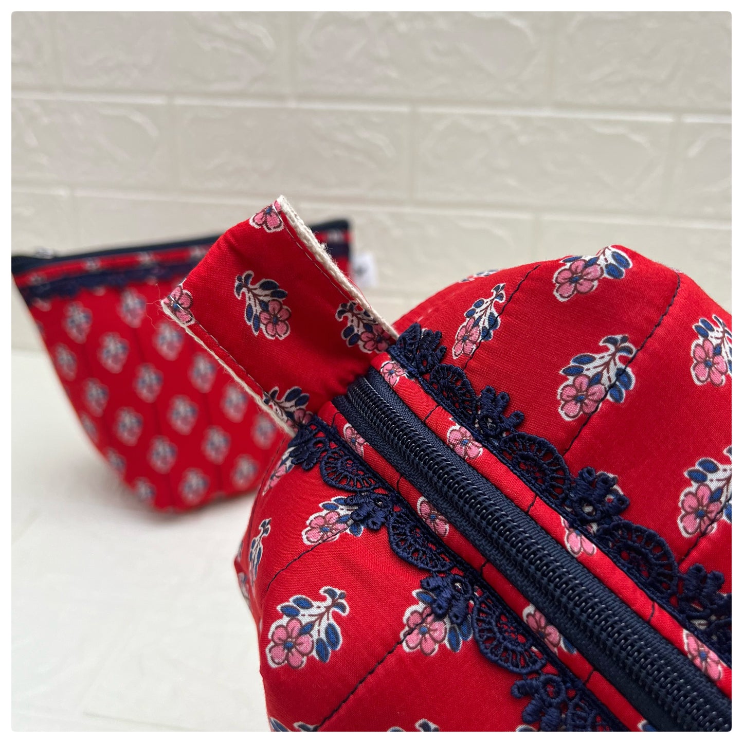 RED JOYPURI QUILTED POUCH
