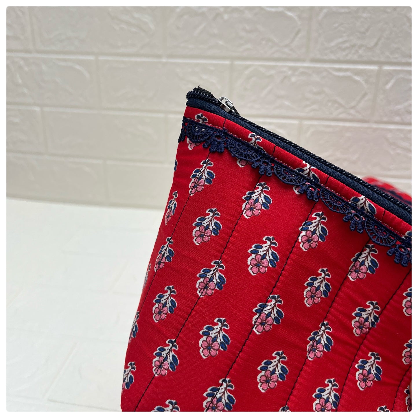 RED JOYPURI QUILTED POUCH