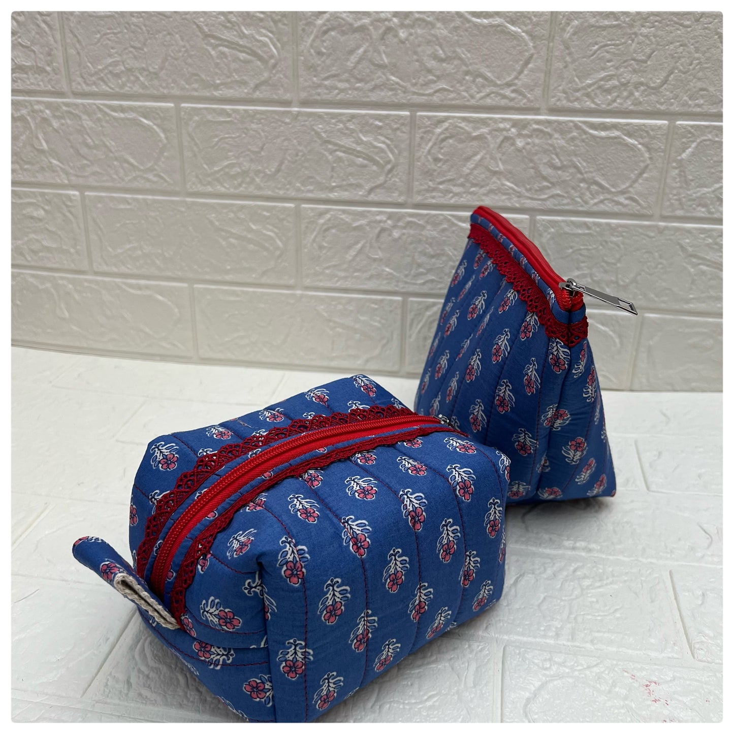 BLUE JOYPURI QUILTED POUCH