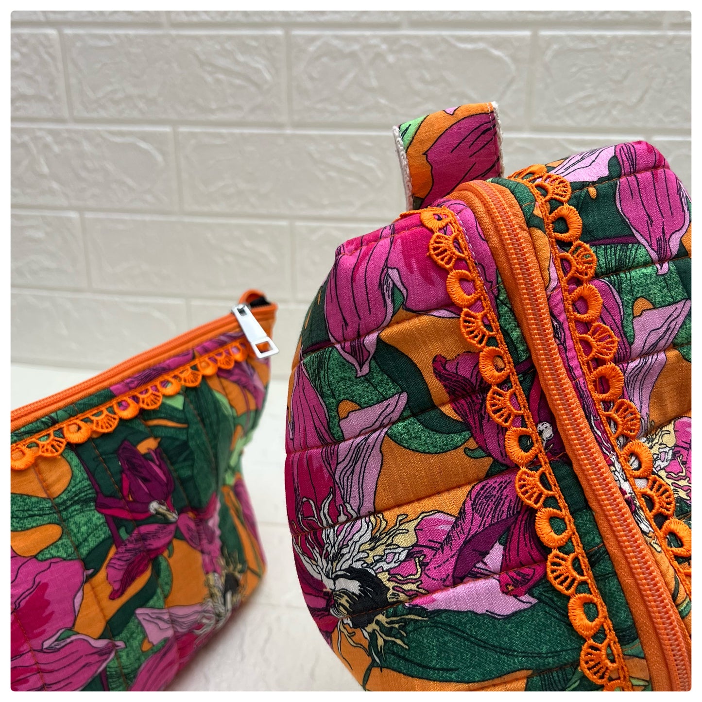 ORANGE JUNGLE QUILTED POUCH