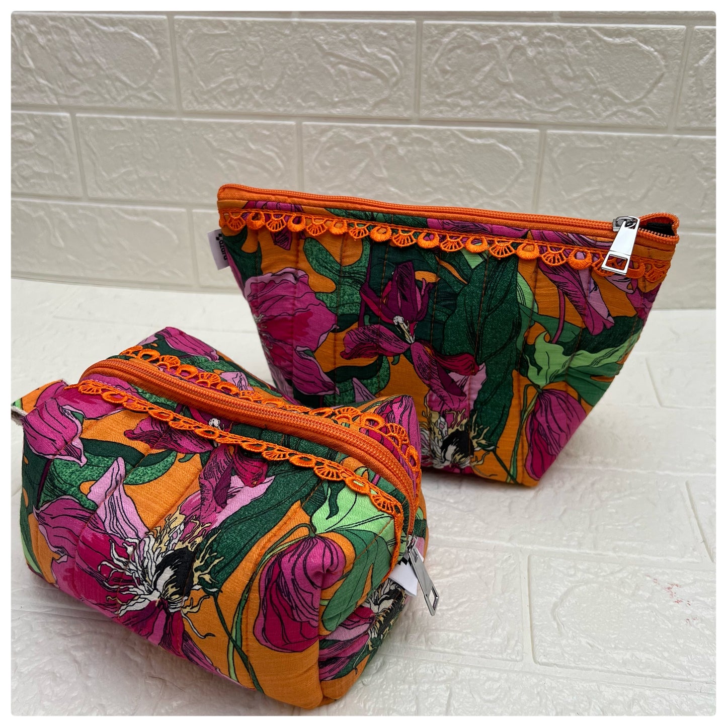 ORANGE JUNGLE QUILTED POUCH