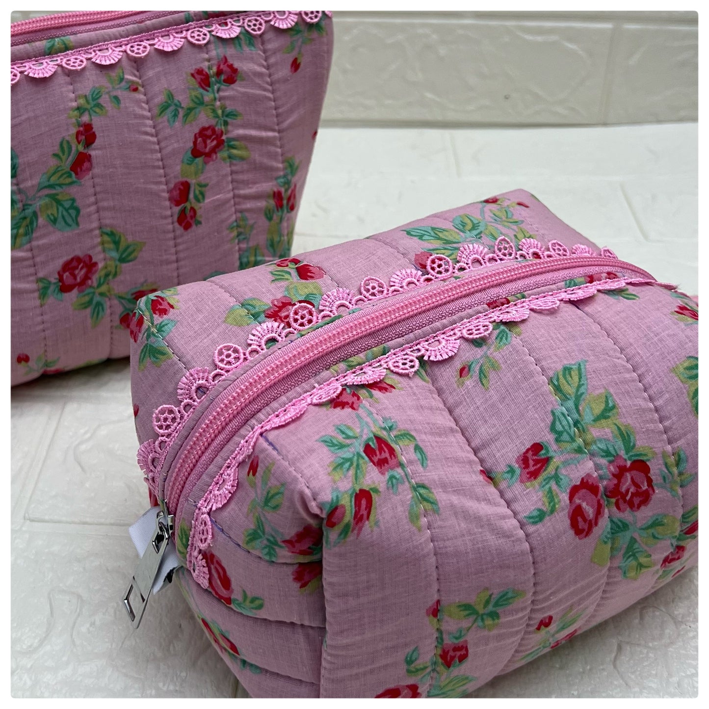 PINK ROSE QUILTED POUCH