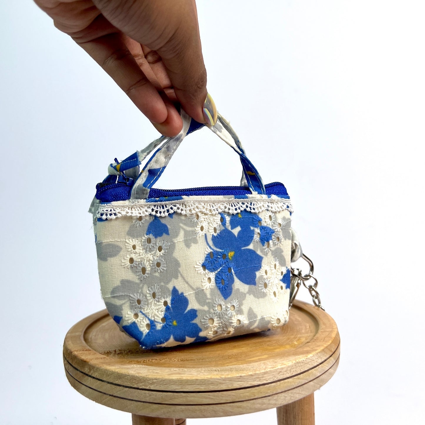 White Floral Key Charm