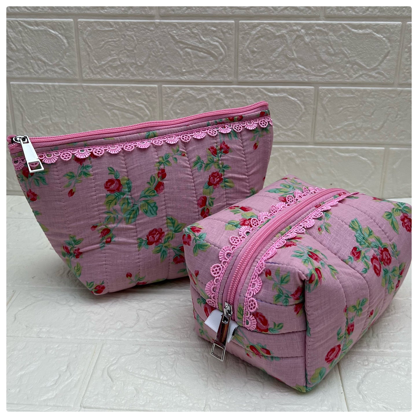 PINK ROSE QUILTED POUCH