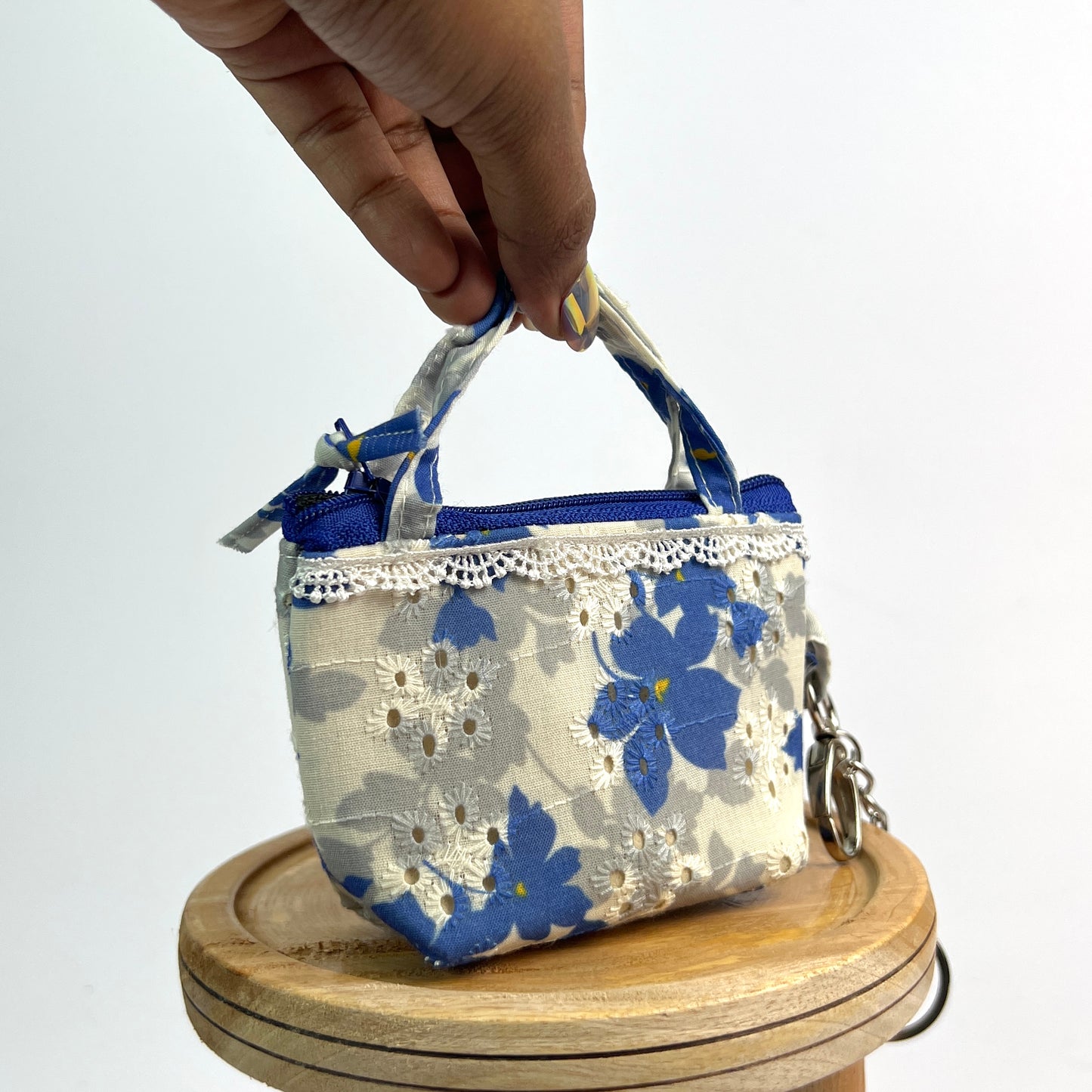 White Floral Key Charm