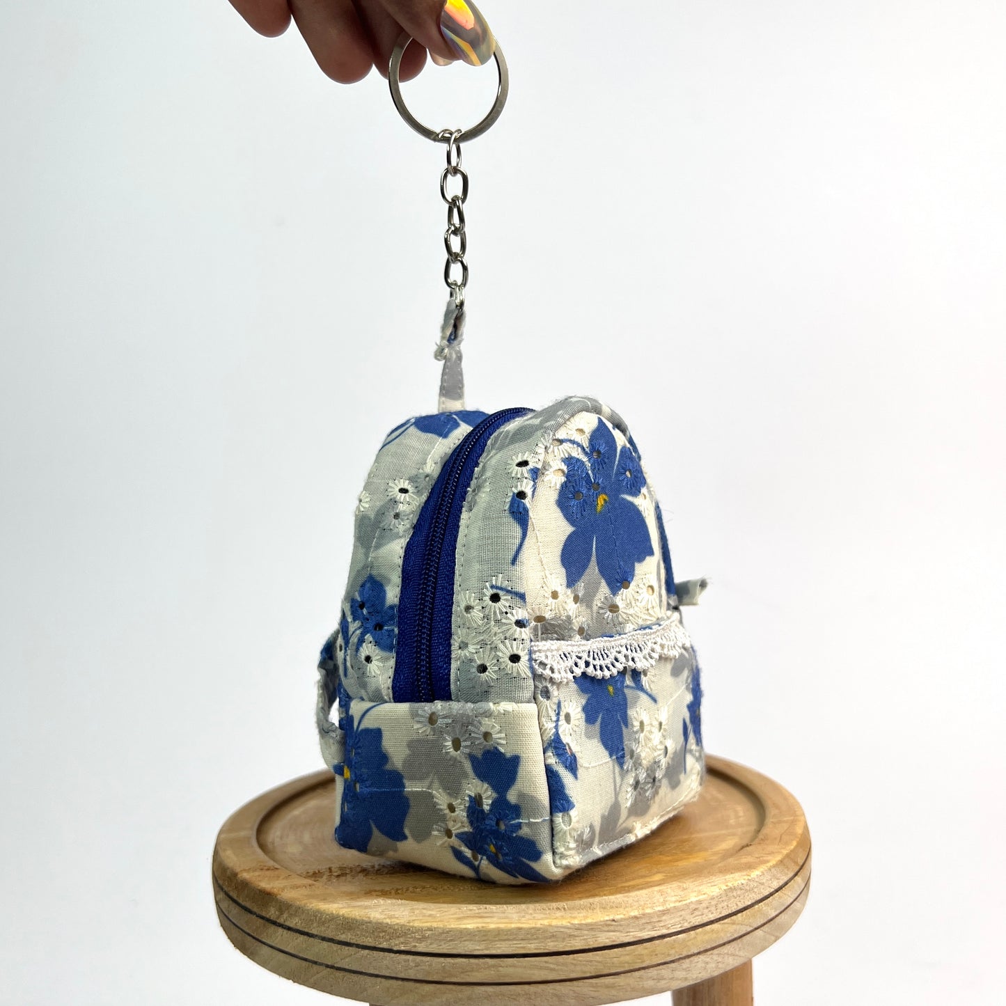 White Floral Key Charm