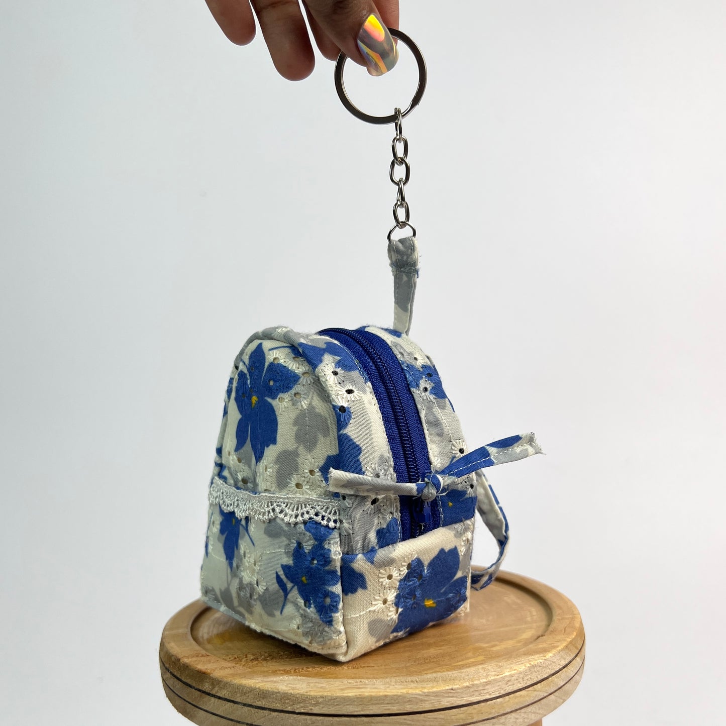 White Floral Key Charm