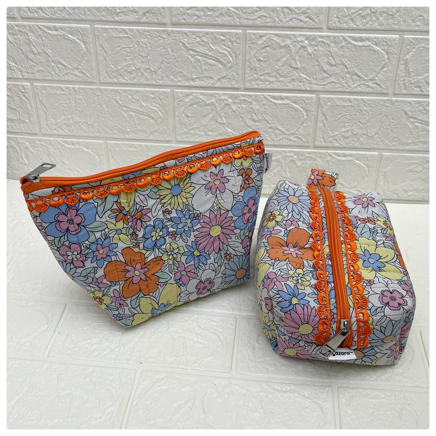 COLORFUL ORANGE QUILTED POUCH