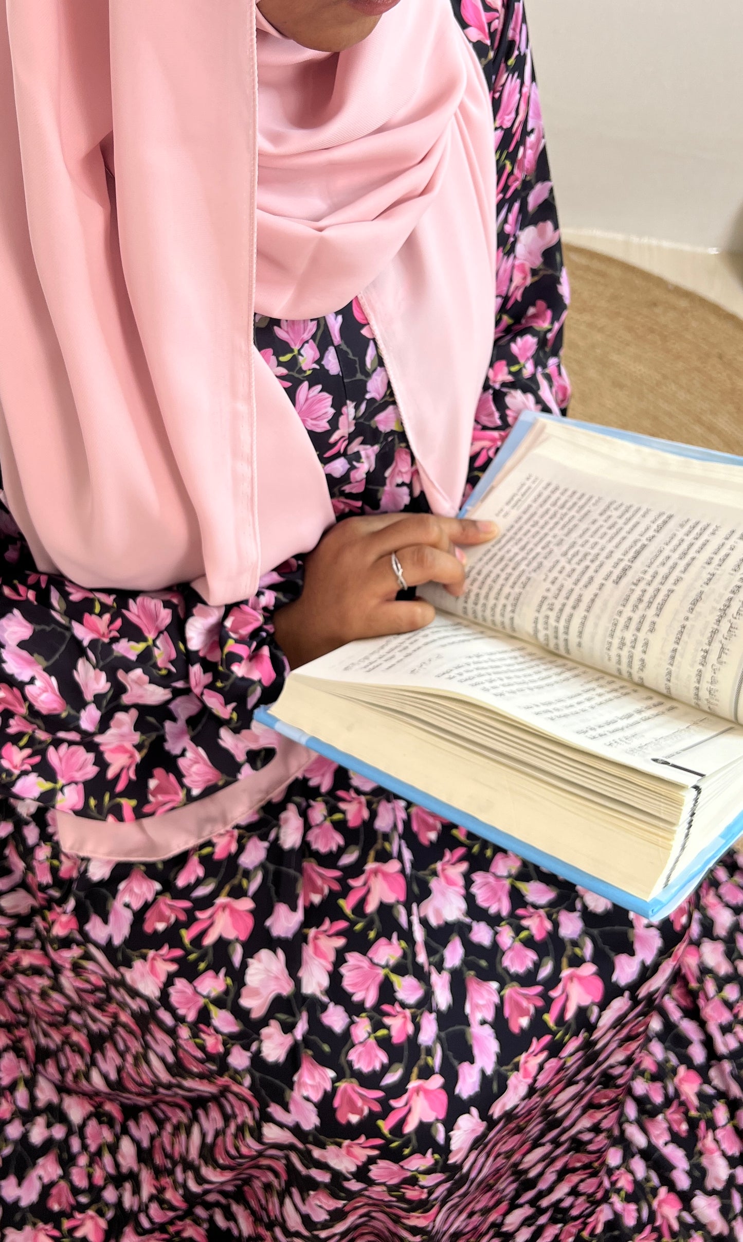 Black Pink Orchid Long Gown