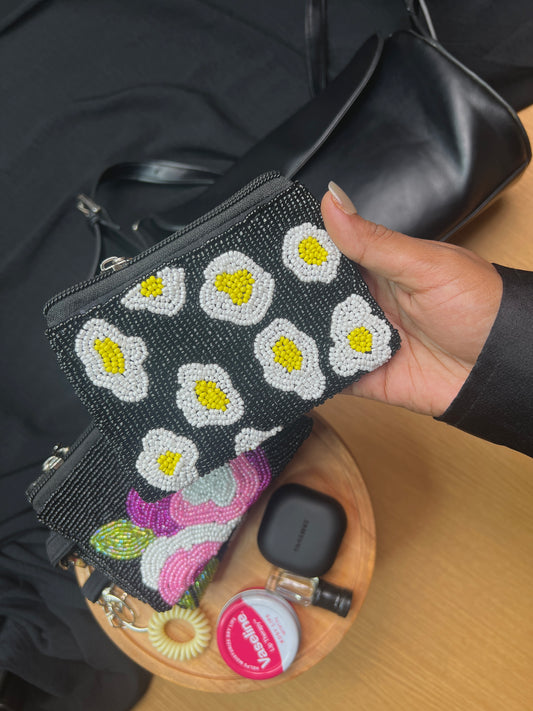 EGG POACH BEADED COIN PURSE