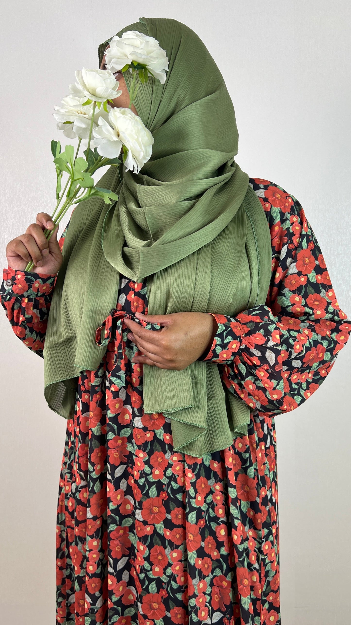 Red Black Floral Long Gown