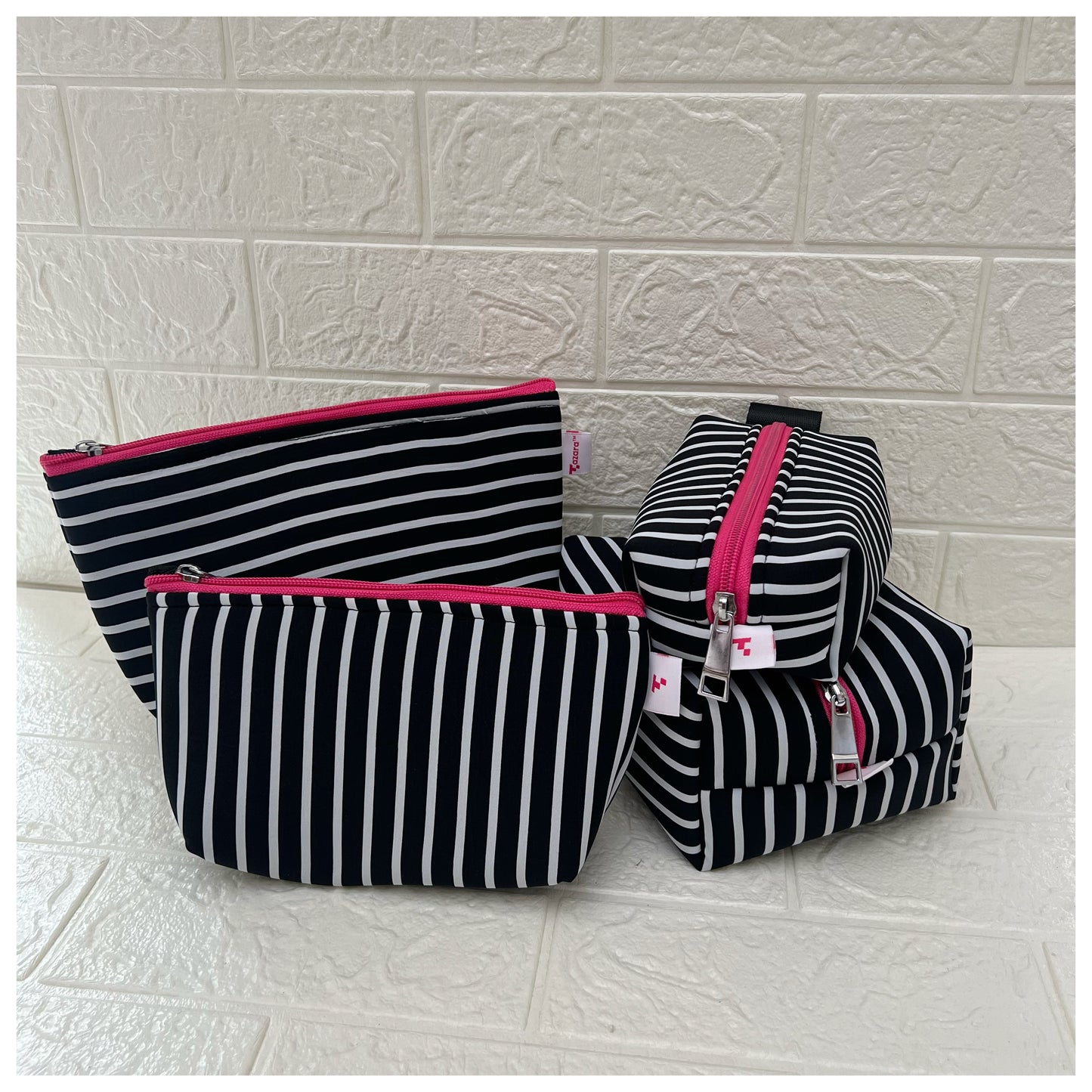 BNW STRIPE POUCHES