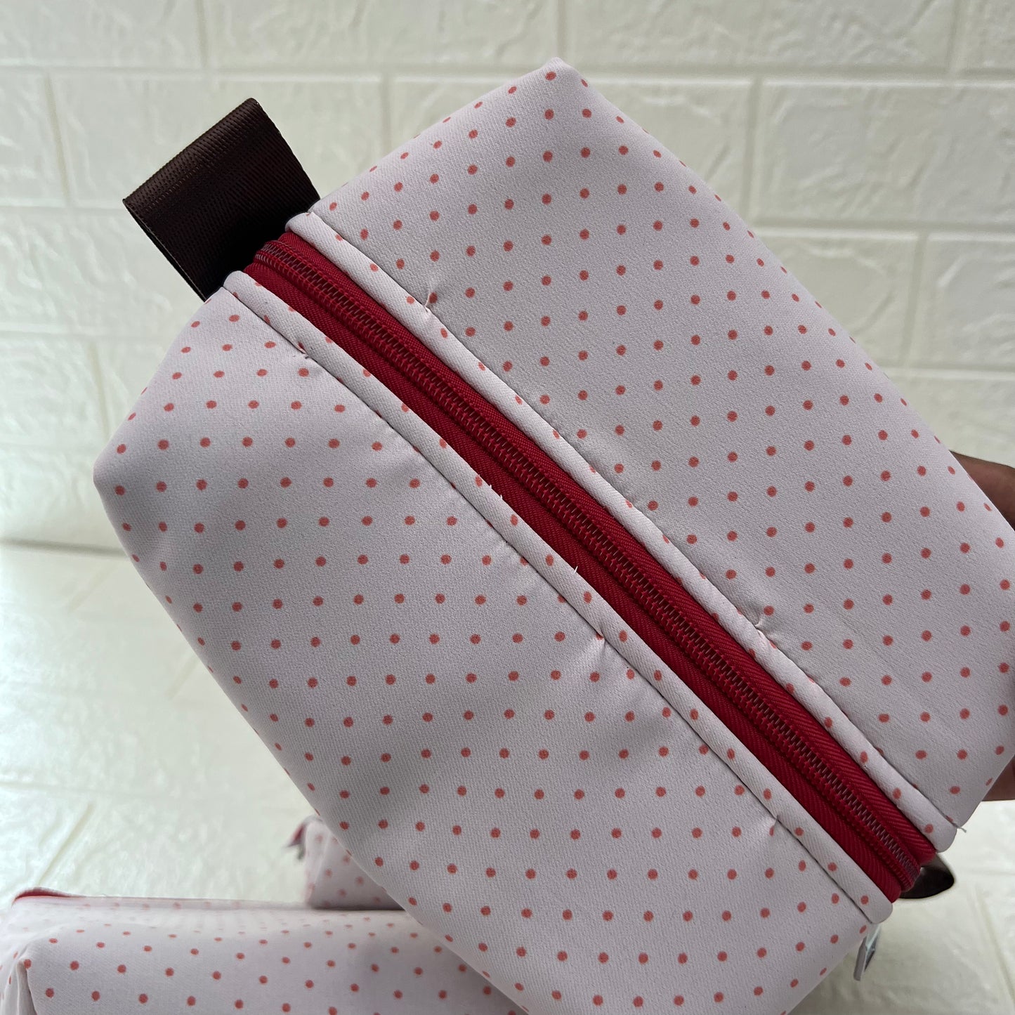 LIGHT PINNK POLKA POUCHES