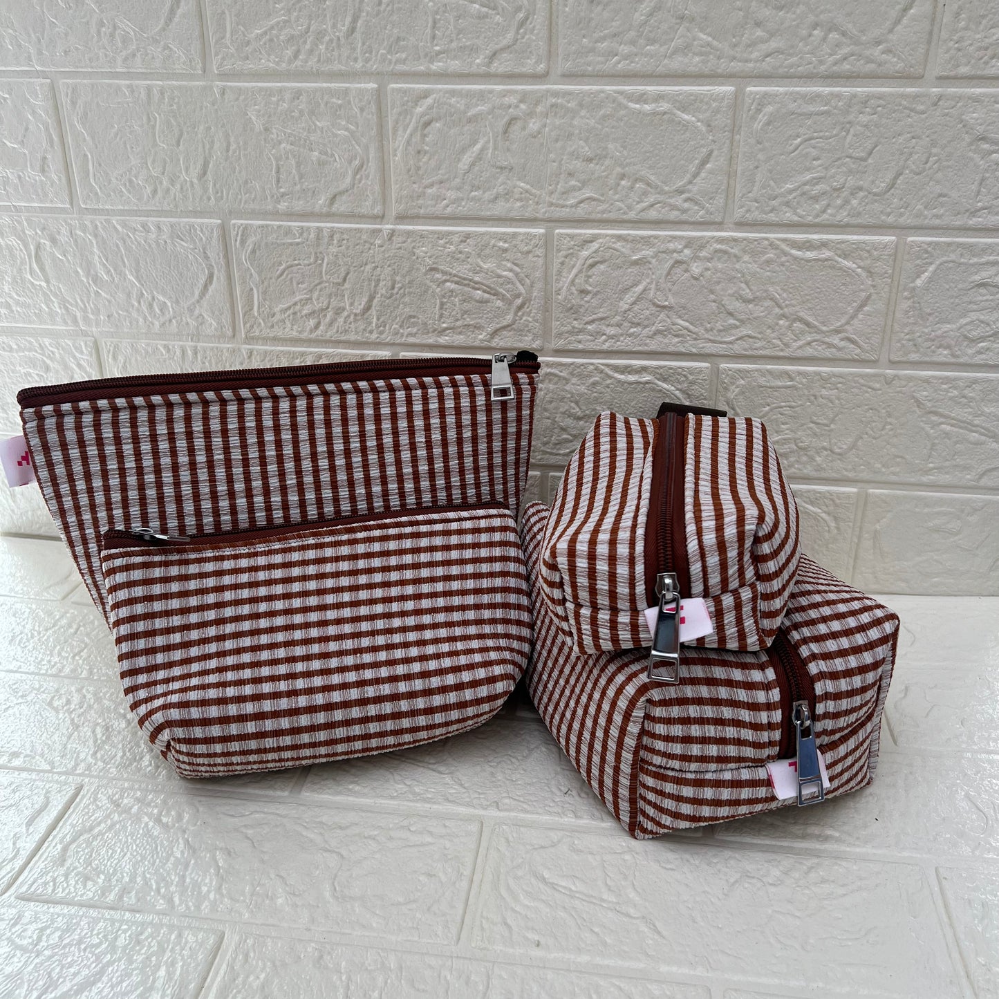 BROWN CHECK POUCHES