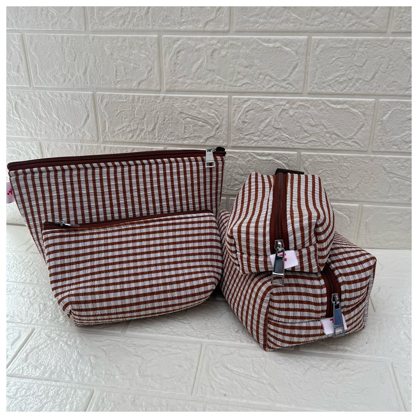 BROWN CHECK POUCHES