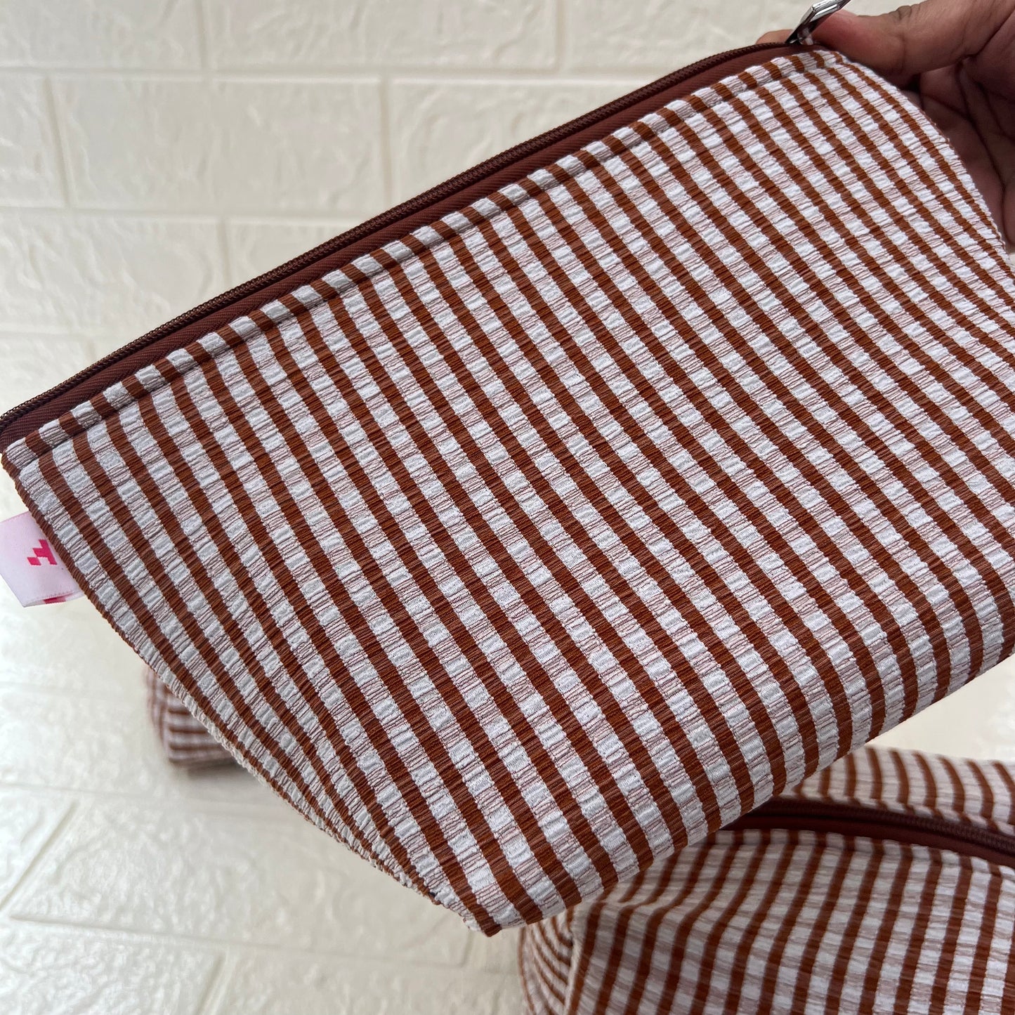BROWN CHECK POUCHES