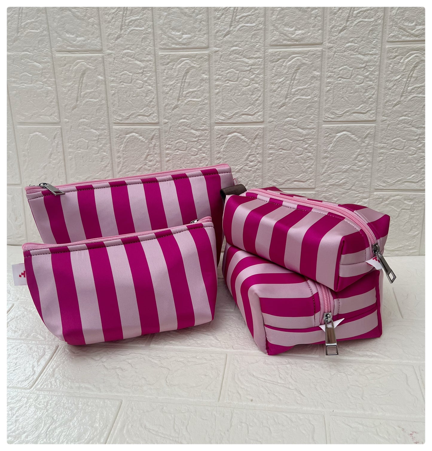 DARK PINK STRIPE POUCH
