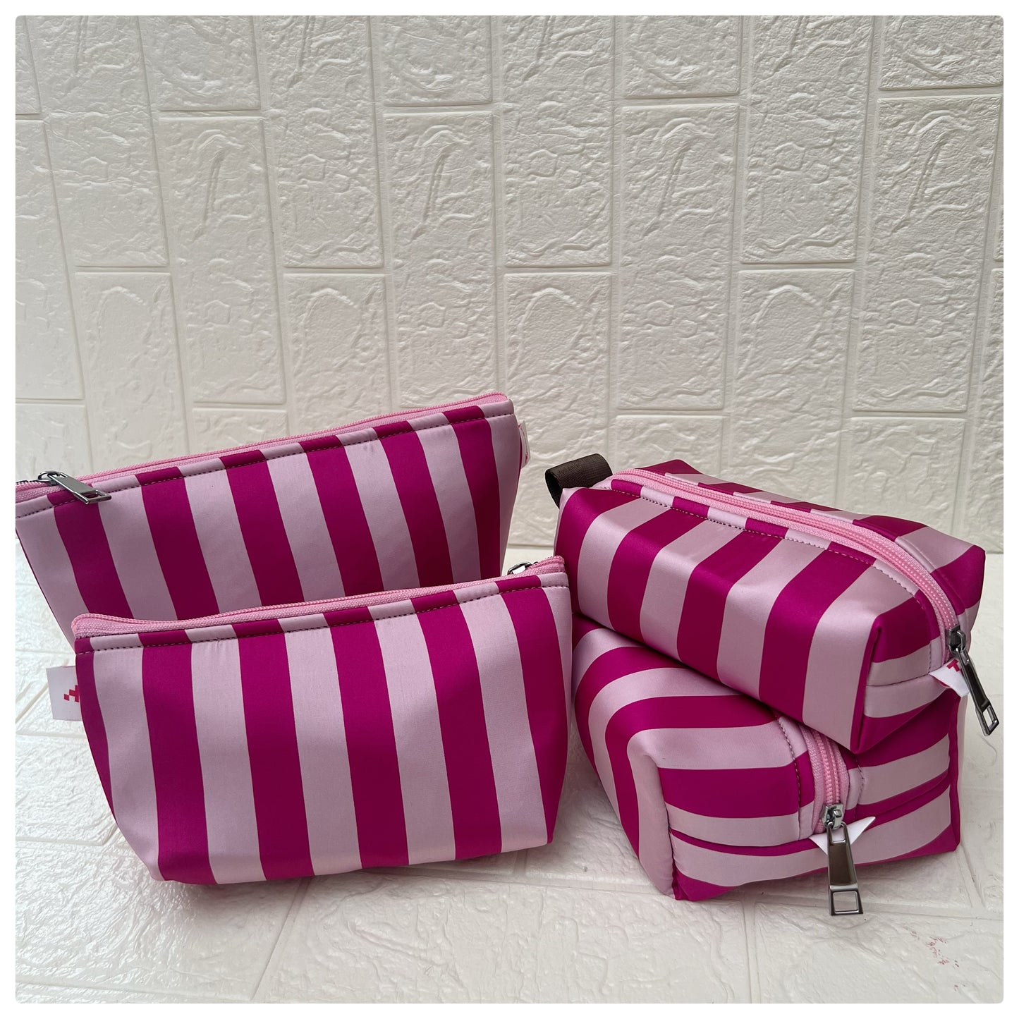 DARK PINK STRIPE POUCH