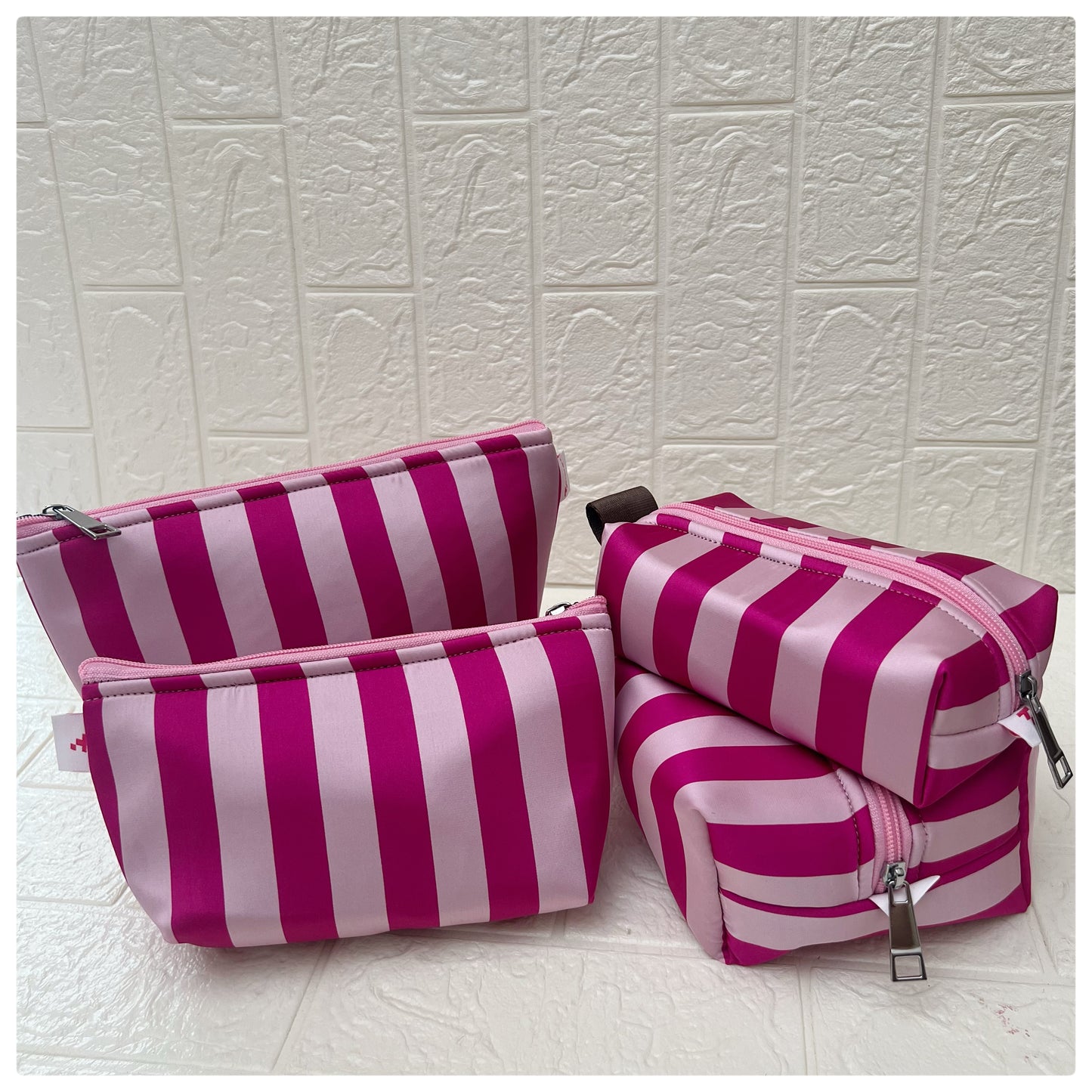 DARK PINK STRIPE POUCH