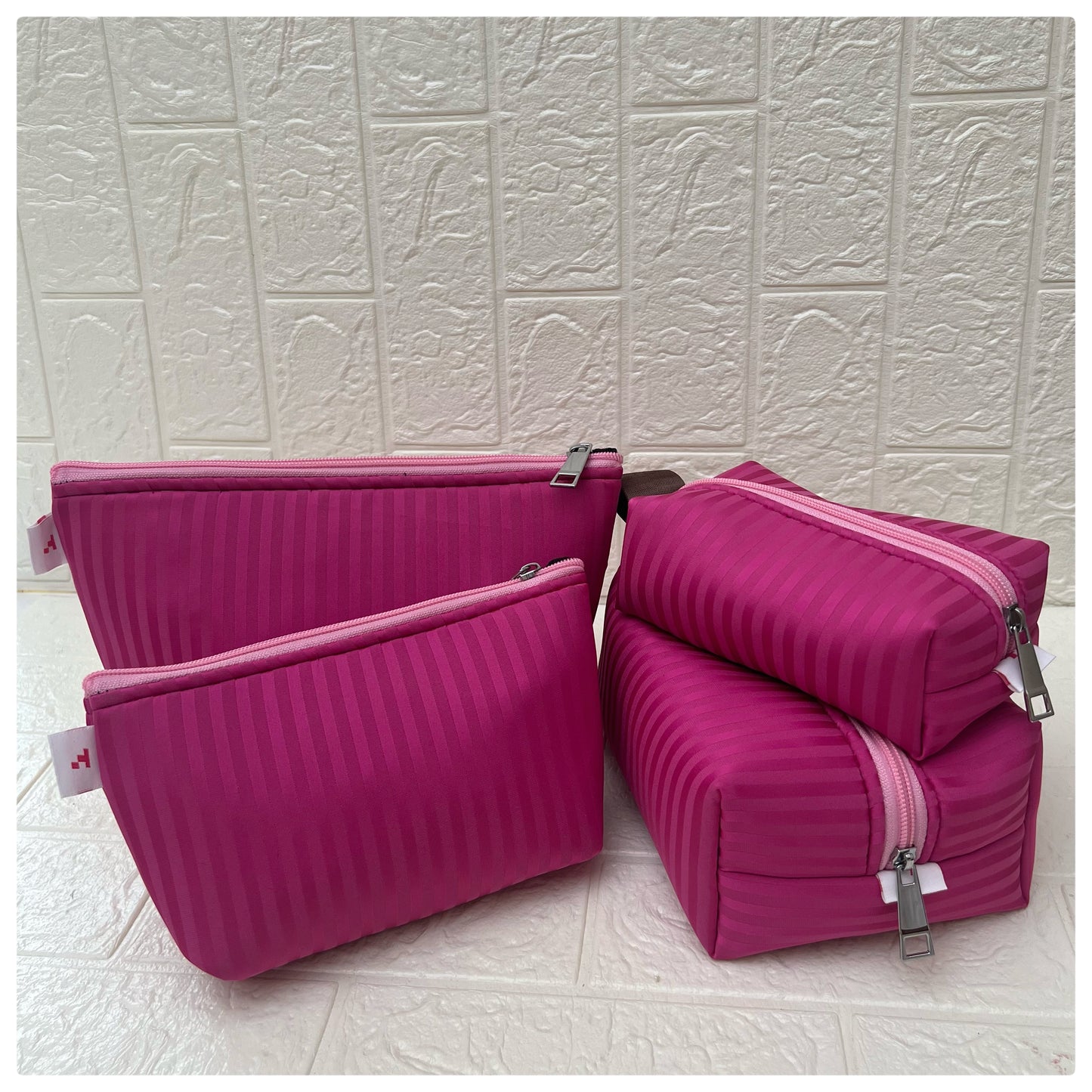 HOT PINK STRIPE POUCH