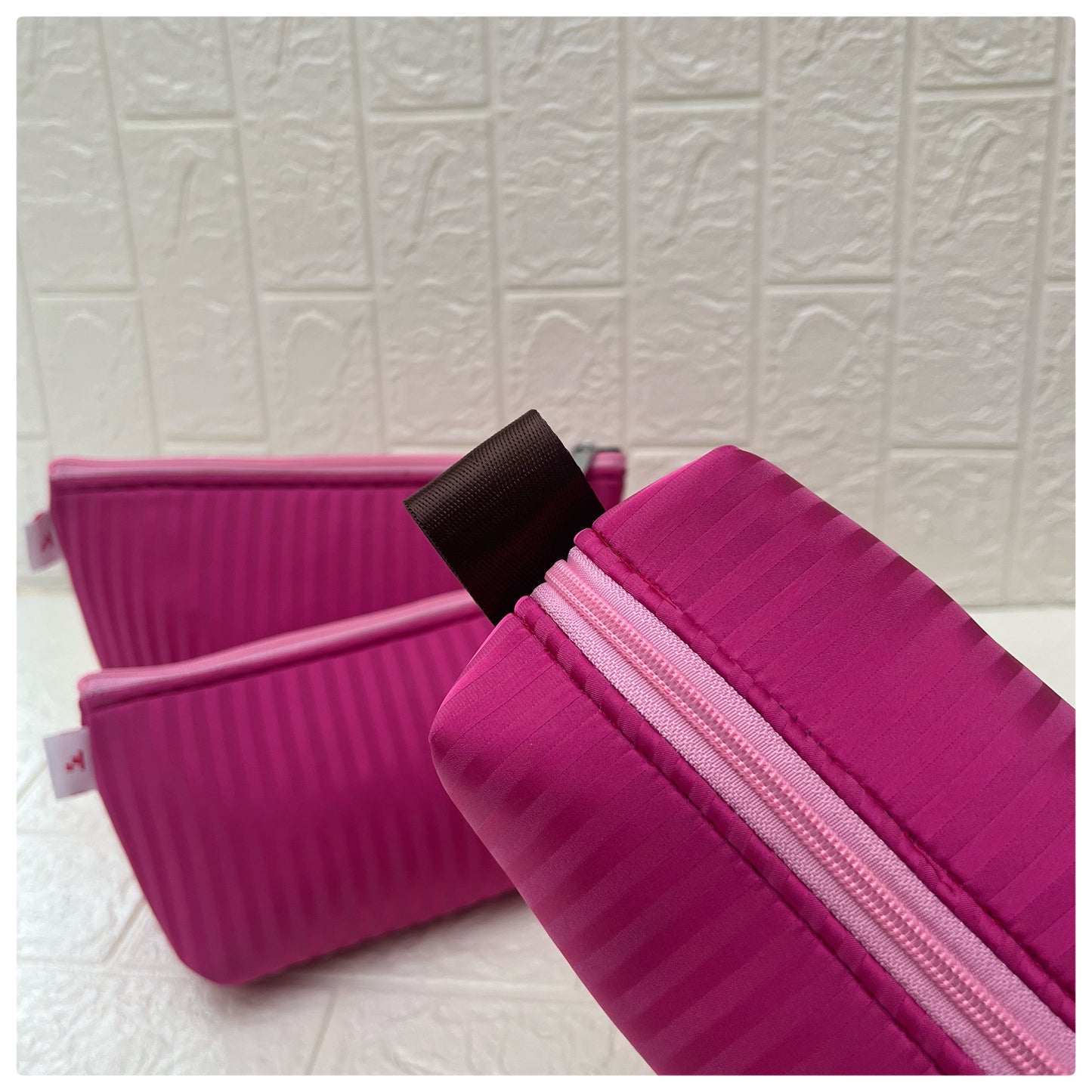HOT PINK STRIPE POUCH