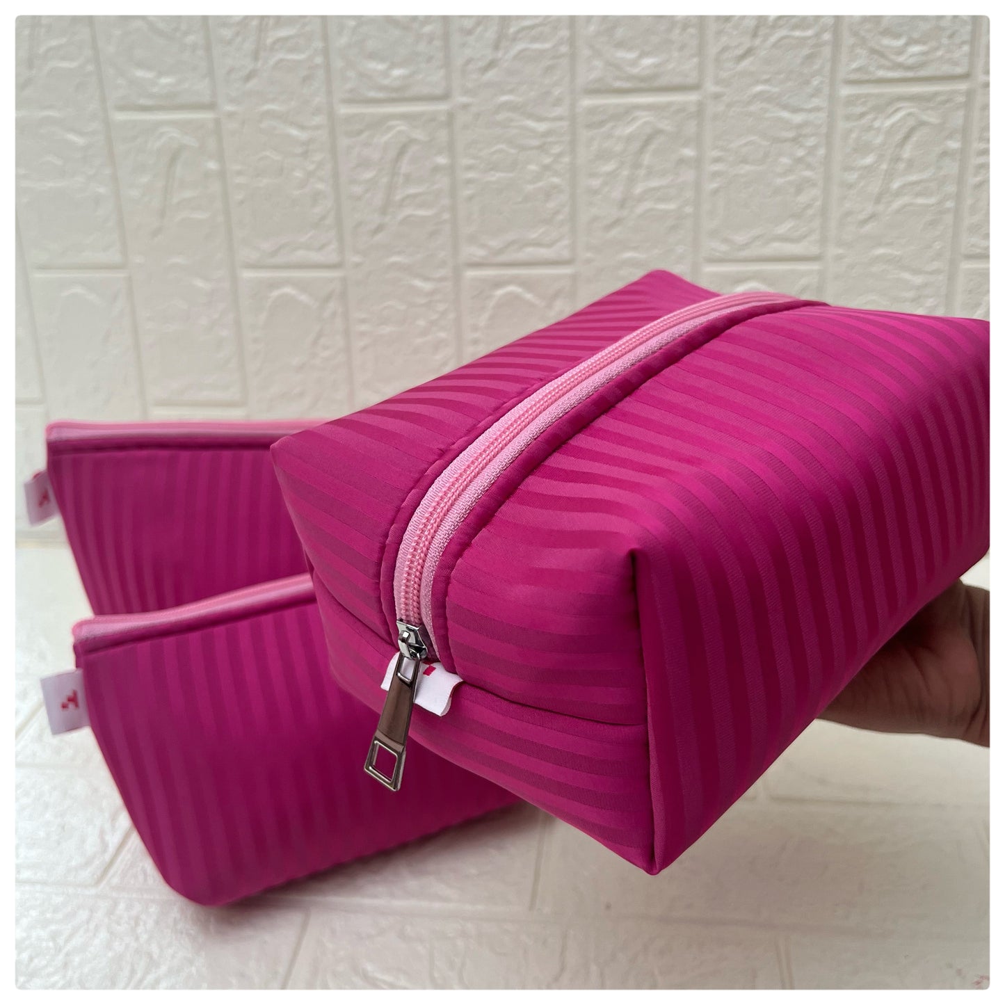 HOT PINK STRIPE POUCH