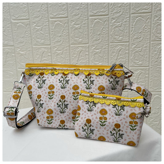 YELLOW WHITE FLORAL PARIZAT CROSSBODY